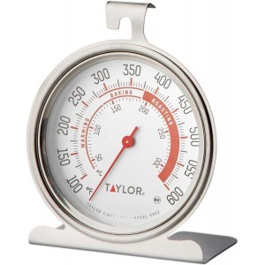 Taylor 5932 Large Dial Kitchen Cooking Oven Thermometer, 3.25 Inch Dial, Stainless Steel, Oven Thermometers, Silver - 2 Pack