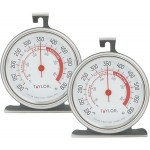 Taylor 5932 Large Dial Kitchen Cooking Oven Thermometer, 3.25 Inch Dial, Stainless Steel, Oven Thermometers, Silver - 2 Pack