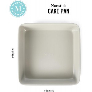 Martha Stewart Gallen 9 Inch Square Nonstick Carbon Steel Cake Pan – Cool Grey, Durable Bakeware for Even Baking and Easy Release