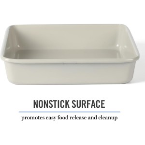 Martha Stewart Gallen 9 Inch Square Nonstick Carbon Steel Cake Pan – Cool Grey, Durable Bakeware for Even Baking and Easy Release