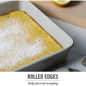 Martha Stewart Gallen 9 Inch Square Nonstick Carbon Steel Cake Pan – Cool Grey, Durable Bakeware for Even Baking and Easy Release