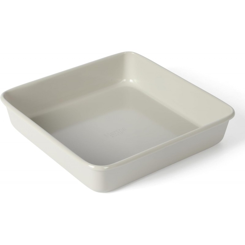 Martha Stewart Gallen 9 Inch Square Nonstick Carbon Steel Cake Pan – Cool Grey, Durable Bakeware for Even Baking and Easy Release