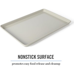 Martha Stewart Gallen 15 x 10 Inch Nonstick Carbon Steel Cookie Sheet – Cool Grey, Durable Bakeware for Even Baking and Easy Cleanup