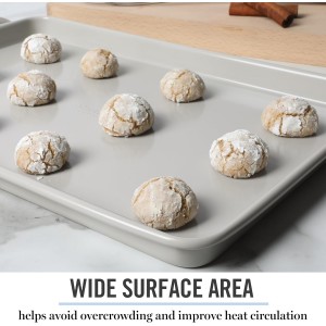 Martha Stewart Gallen 15 x 10 Inch Nonstick Carbon Steel Cookie Sheet – Cool Grey, Durable Bakeware for Even Baking and Easy Cleanup