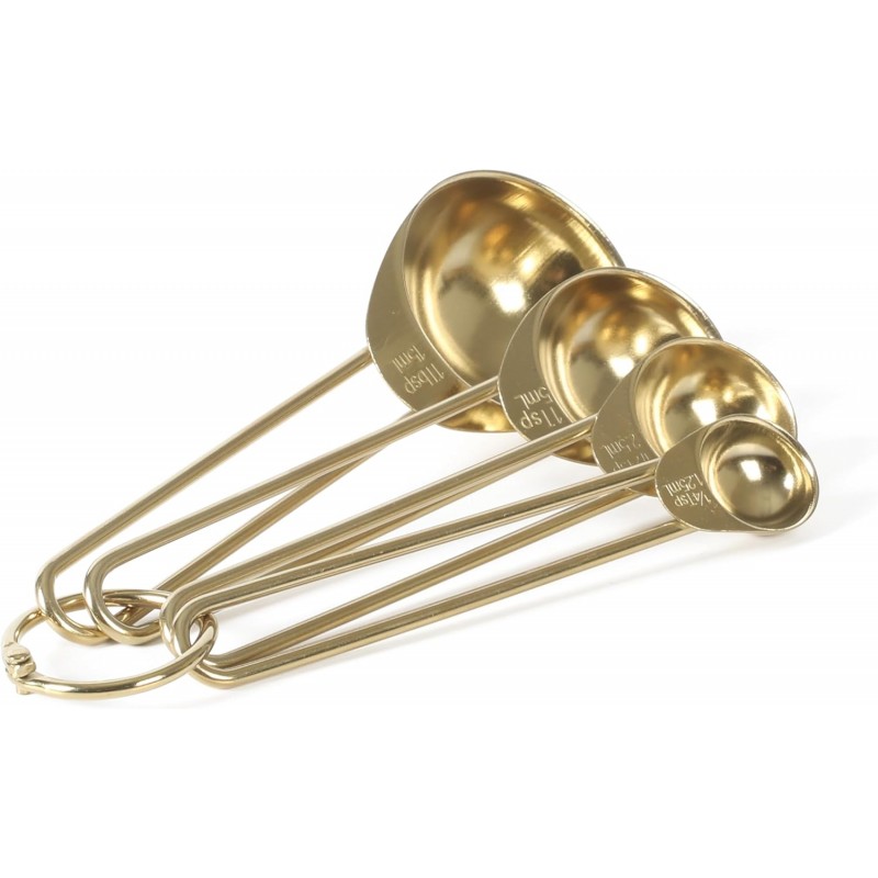 Martha Stewart Richburn 4-Piece Gold Stainless Steel Measuring Spoons Set – Durable and Stylish Kitchen Measuring Tools for Precise Baking and Cooking