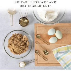 Martha Stewart Richburn 4-Piece Gold Stainless Steel Measuring Spoons Set – Durable and Stylish Kitchen Measuring Tools for Precise Baking and Cooking