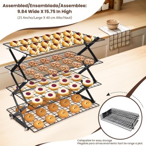 2/3/4-Tier collapsible cooling rack for baking,Folding Cooling Grid,Adjustable Stackable Roasting Cooking Drying Wire Cooling Rack for Cookies Baking