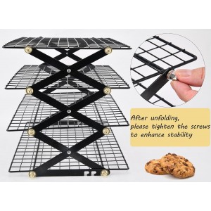 2/3/4-Tier collapsible cooling rack for baking,Folding Cooling Grid,Adjustable Stackable Roasting Cooking Drying Wire Cooling Rack for Cookies Baking