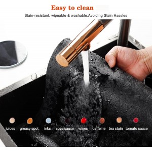 Vinyl Placemats Set of 6 Heat Resistant Easy Clean Non-Slip Place Mats for Dining Table Faux Leather Waterproof Stain Resistant Wipeable Washable PVC Table Mats(6, Black)