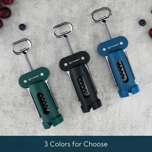 KITCHENDAO 3 in 1 Wing Corkscrew Wine Bottle Opener with Foil Cutter, Built-in Beer Bottle Opener, Multifunctional Wine Opener with Non-Stick Sharp Screw, Easy to Use, Manual Wine Corkscrew, Black