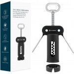 KITCHENDAO 3 in 1 Wing Corkscrew Wine Bottle Opener with Foil Cutter, Built-in Beer Bottle Opener, Multifunctional Wine Opener with Non-Stick Sharp Screw, Easy to Use, Manual Wine Corkscrew, Black