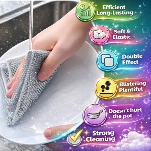 Silver Mesh Dish Cloths (3 Layer) – Non Scratch, Odor Free, Quick Dry Wire Cleaning Pads for Sinks, Dishes, Stove Top | Multipurpose Reusable Metal Scrubbers | 10 Pack