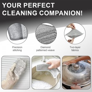 Silver Mesh Dish Cloths (3 Layer) – Non Scratch, Odor Free, Quick Dry Wire Cleaning Pads for Sinks, Dishes, Stove Top | Multipurpose Reusable Metal Scrubbers | 10 Pack