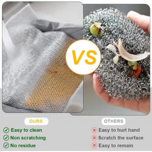 Silver Mesh Dish Cloths (3 Layer) – Non Scratch, Odor Free, Quick Dry Wire Cleaning Pads for Sinks, Dishes, Stove Top | Multipurpose Reusable Metal Scrubbers | 10 Pack