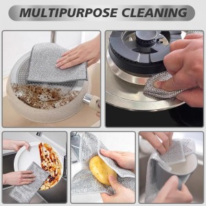 Silver Mesh Dish Cloths (3 Layer) – Non Scratch, Odor Free, Quick Dry Wire Cleaning Pads for Sinks, Dishes, Stove Top | Multipurpose Reusable Metal Scrubbers | 10 Pack