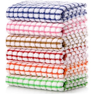 LAZI Kitchen Dish Towels, 16 Inch x 25 Inch Bulk Cotton Kitchen Towels, 6 Pack Dish Cloths for Dish Rags for Drying Dishes Clothes and Dish Towels