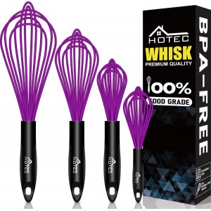 HOTEC 4 Pieces Silicone Whisks for Cooki...