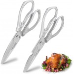 All Purpose Heavy Duty Shears, 2-Pack Kitchen Scissors for Food, Metal Handle Stainless Steel Cooking Scissors for Kitchen, Chicken, Fish, Meat, Poultry, Herbs (Silver)