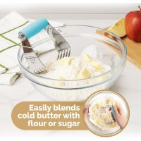 Zulay Kitchen Dough Blender - Stainless Steel Pastry Cutter, Heavy Duty Dough Cutter With Blades, Pastry Blender And Butter Cutter - Pastry Cutter For Baking (Blue)