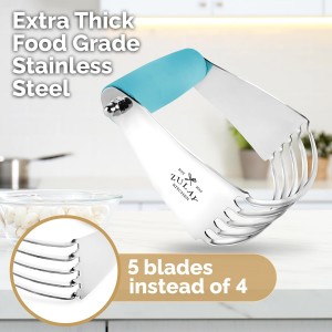 Zulay Kitchen Dough Blender - Stainless Steel Pastry Cutter, Heavy Duty Dough Cutter With Blades, Pastry Blender And Butter Cutter - Pastry Cutter For Baking (Blue)