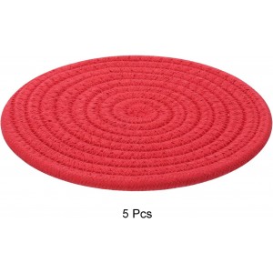uxcell 8 Inches Trivets for Hot Dishes, Heat Resistant Red Trivets for Hot Pots and Pans, 5 Pcs Cotton Hot Pads Coasters Mat for Countertops, Cooking