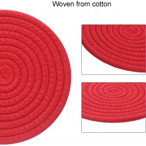 uxcell 8 Inches Trivets for Hot Dishes, Heat Resistant Red Trivets for Hot Pots and Pans, 5 Pcs Cotton Hot Pads Coasters Mat for Countertops, Cooking