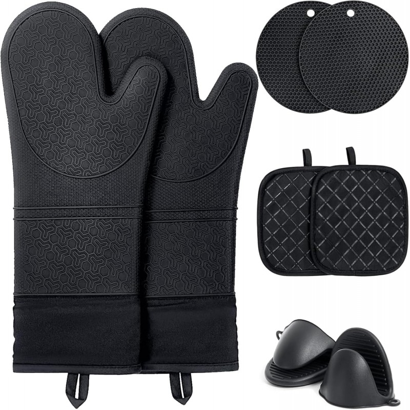 8PCS Oven Mitts and Pot Holders Sets - 480°F Heat Resistant Pot Holders and Oven Mitts, 14.5