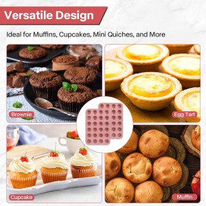 Spmart 2-Pack 24-Cup Nonstick Ceramic-Coated Mini Muffin Pan | Durable & Easy Clean Muffin Tins | Perfect for Small Baked Goods & Party Treats (Pink)