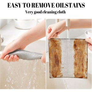 Steel Wash Cloth - Zero Scratch Double-Layer Steel Wire Dishcloth - Soft Metal Wire Cleaning Cloths,Multi-Purpose Scrubbers - 10 Pcs