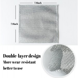 Steel Wash Cloth - Zero Scratch Double-Layer Steel Wire Dishcloth - Soft Metal Wire Cleaning Cloths,Multi-Purpose Scrubbers - 10 Pcs
