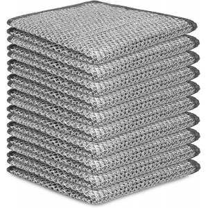 Steel Wash Cloth - Zero Scratch Double-Layer Steel Wire Dishcloth - Soft Metal Wire Cleaning Cloths,Multi-Purpose Scrubbers - 10 Pcs
