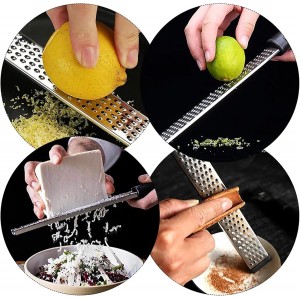 Cheese Grater, 10 Inch x 1 Inch Stainless Steel Vegetables Zester with Rubber Handle for Vegetables, Cheese, Fruits and Lemon (25cm)