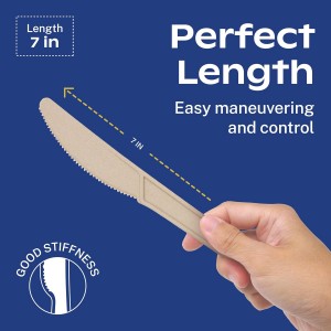 CORAL Light Brown 100% Compostable Forks - 120 Heavy Duty Forks (7.0 inch) - Break Resistant with Smooth Edges, Ocean Friendly Alternative to Plastic Silverware - Biodegradable & Disposable Forks