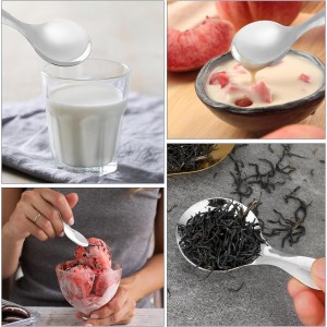 5 PCS Short Handle Spoons Silver Mini Scoops Stainless Spoons for Canisters Small Coffee Scoops Candy Scoops for Condiments Tea Desserts Coffee