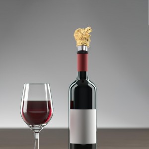 Gatuida Wine Aerator Pourer Lion Head Spout Bottle Pourers Stainless Steel Animal Bar Liquors Bottle Pourer Decorative Liquors Stopper for Red Wines Whiskey Golden, 10.00X3.50X2.50CM
