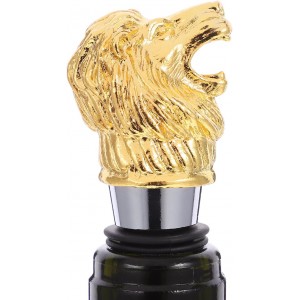 Gatuida Wine Aerator Pourer Lion Head Spout Bottle Pourers Stainless Steel Animal Bar Liquors Bottle Pourer Decorative Liquors Stopper for Red Wines Whiskey Golden, 10.00X3.50X2.50CM