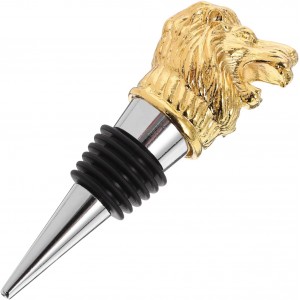 Gatuida Wine Aerator Pourer Lion Head Spout Bottle Pourers Stainless Steel Animal Bar Liquors Bottle Pourer Decorative Liquors Stopper for Red Wines Whiskey Golden, 10.00X3.50X2.50CM