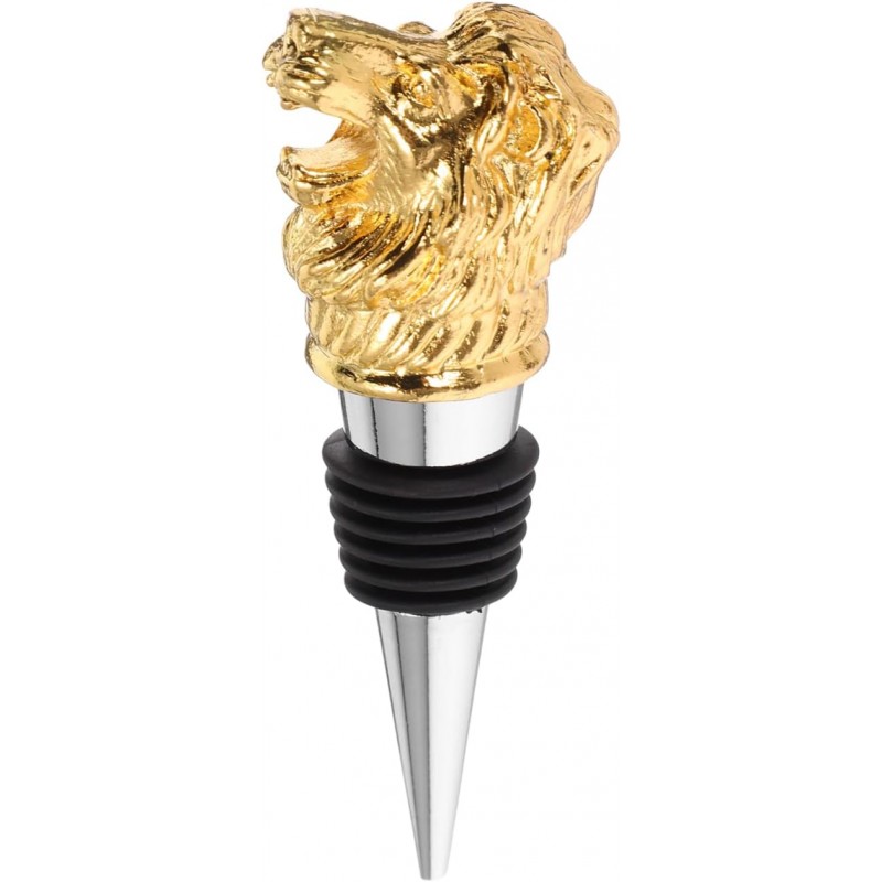 Gatuida Wine Aerator Pourer Lion Head Spout Bottle Pourers Stainless Steel Animal Bar Liquors Bottle Pourer Decorative Liquors Stopper for Red Wines Whiskey Golden, 10.00X3.50X2.50CM