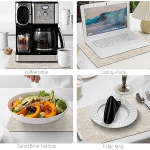 MOSAYT Faux Leather Placemats Set of 6, Heat Resistant Wipeable Washable Vinyl Place Mats with Coasters, Waterproof Oil Proof Table Mats for Kitchen Dining Party Indoor Outdoor, 12