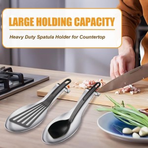 6 PCS Stainless Steel Spoon Rest, Large Size Spoon Ladle Holder for Kitchen Counter Stove Top, Heavy Duty Spatula Holder Metal Utensil Rest for Home Buffet Use, 3.8 x 9.6 Inch (Silver)