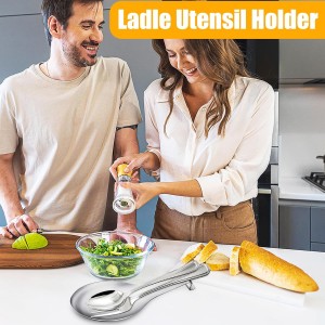 6 PCS Stainless Steel Spoon Rest, Large Size Spoon Ladle Holder for Kitchen Counter Stove Top, Heavy Duty Spatula Holder Metal Utensil Rest for Home Buffet Use, 3.8 x 9.6 Inch (Silver)