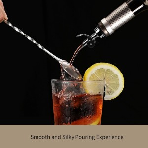 Liquor Pour Spout for Bottles, Hygienic Quick Bottle Pourer with 2 Adapters for Large Neck Bottles, Auto-Open/Close, for Alcohol, Olive Oil, Juices and Syrups, Black, 2 Pack