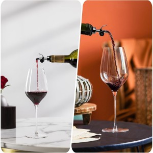 Liquor Pour Spout for Bottles, Hygienic Quick Bottle Pourer with 2 Adapters for Large Neck Bottles, Auto-Open/Close, for Alcohol, Olive Oil, Juices and Syrups, Black, 2 Pack