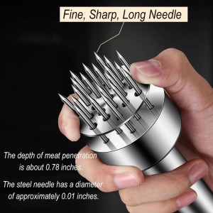 Stainless Steel Meat Tenderizer Tool, 21 Sharp Needles, Meat Piercing, Tenderizing Steak, Beef, Chicken, Pork, Barbecue, Marinating, Small Meat Grinder