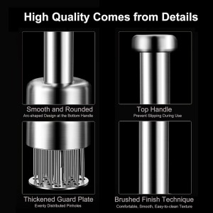 Stainless Steel Meat Tenderizer Tool, 21 Sharp Needles, Meat Piercing, Tenderizing Steak, Beef, Chicken, Pork, Barbecue, Marinating, Small Meat Grinder