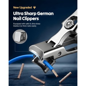 German Nail Clippers for Men Women, 2026 Upgraded Ultra Sharp Stainless Steel Nail Clippers for Thick Nails, Luxurious Ultra Sharp Nail Clippers Set with Nail File for Seniors (Silver)