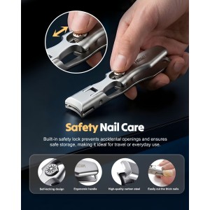 German Nail Clippers for Men Women, 2026 Upgraded Ultra Sharp Stainless Steel Nail Clippers for Thick Nails, Luxurious Ultra Sharp Nail Clippers Set with Nail File for Seniors (Silver)