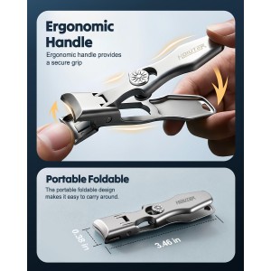 German Nail Clippers for Men Women, 2026 Upgraded Ultra Sharp Stainless Steel Nail Clippers for Thick Nails, Luxurious Ultra Sharp Nail Clippers Set with Nail File for Seniors (Silver)