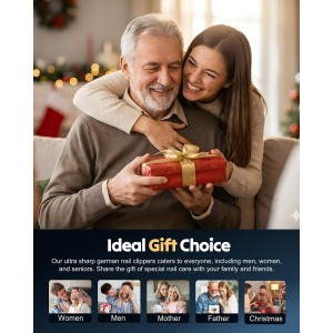 German Nail Clippers for Men Women, 2026 Upgraded Ultra Sharp Stainless Steel Nail Clippers for Thick Nails, Luxurious Ultra Sharp Nail Clippers Set with Nail File for Seniors (Silver)