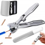 German Nail Clippers for Men Women, 2026 Upgraded Ultra Sharp Stainless Steel Nail Clippers for Thick Nails, Luxurious Ultra Sharp Nail Clippers Set with Nail File for Seniors (Silver)